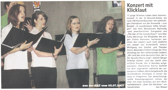Pressebericht Chor 24.06.2007